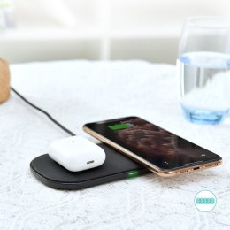 ŁADOWARKA BEZPRZEWODOWA QI DO TELEFONU I SŁUCHAWEK AIRPODS 2W1 10W CZARNY