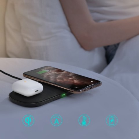 ŁADOWARKA BEZPRZEWODOWA QI DO TELEFONU I SŁUCHAWEK AIRPODS 2W1 10W CZARNY ŁADOWARKA BEZPRZEWODOWA QI DO TELEFONU I SŁUCHAWEK AIRPODS 2W1 10W CZARNY
