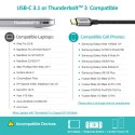 PRZEJŚCIÓWKA HUB USB TYP C - HDMI 2.0 + KABEL HDMI 2M SZARY