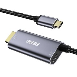 PRZEJŚCIÓWKA ADAPTER USB TYP C - HDMI 4K + USB TYP C PD DO MACBOOK PC 1.8M SZARY