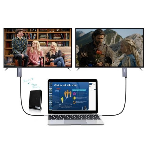 PRZEJŚCIÓWKA ADAPTER USB TYP C - HDMI 4K + USB TYP C PD DO MACBOOK PC 1.8M SZARY PRZEJŚCIÓWKA ADAPTER USB TYP C - HDMI 4K + USB TYP C PD DO MACBOOK PC 1.8M SZARY