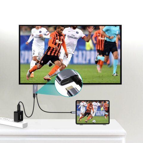 PRZEJŚCIÓWKA ADAPTER USB TYP C - HDMI 4K + USB TYP C PD DO MACBOOK PC 1.8M SZARY PRZEJŚCIÓWKA ADAPTER USB TYP C - HDMI 4K + USB TYP C PD DO MACBOOK PC 1.8M SZARY
