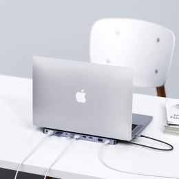 STACJA DOKUJĄCA ADAPTER HUB USB TYP C 11W1 100W PD SZARY