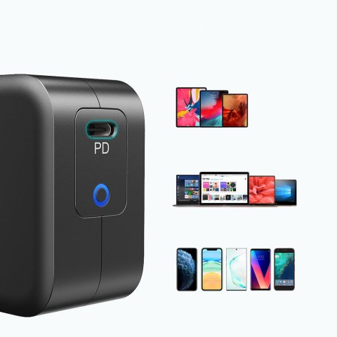 SZYBKA ŁADOWARKA SIECIOWA GAN USB TYP C 61W 3A POWERDELIVERY CZARNY SZYBKA ŁADOWARKA SIECIOWA GAN USB TYP C 61W 3A POWERDELIVERY CZARNY