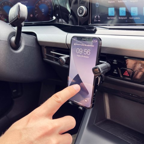 UCHWYT GRAWITACYJNY NA TELEFON NA KRATKĘ W SAMOCHODZIE CZARNY UCHWYT GRAWITACYJNY NA TELEFON NA KRATKĘ W SAMOCHODZIE CZARNY