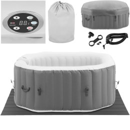 JACUZZI OGRODOWE DMUCHANE 110 DYSZ MASUJĄCYCH 4 OSOBOWE 600 L SZARO - BIAŁE