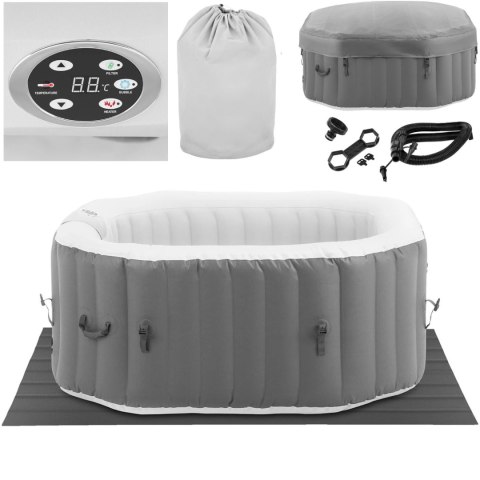 JACUZZI OGRODOWE DMUCHANE 110 DYSZ MASUJĄCYCH 4 OSOBOWE 600 L SZARO - BIAŁE JACUZZI OGRODOWE DMUCHANE 110 DYSZ MASUJĄCYCH 4 OSOBOWE 600 L SZARO - BIAŁE
