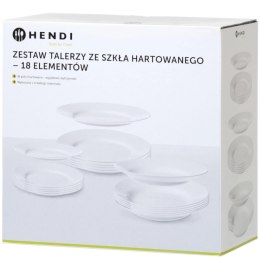 ZESTAW TALERZY ZE SZKŁA HARTOWANEGO 18 EL. - HENDI 795224