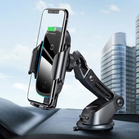AUTOMATYCZNY ELEKTRYCZNY UCHWYT SAMOCHODOWY BEZPRZEWODOWA ŁADOWARKA QI 15W CZARNY AUTOMATYCZNY ELEKTRYCZNY UCHWYT SAMOCHODOWY BEZPRZEWODOWA ŁADOWARKA QI 15W CZARNY