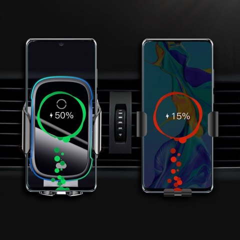 AUTOMATYCZNY ELEKTRYCZNY UCHWYT SAMOCHODOWY BEZPRZEWODOWA ŁADOWARKA QI 15W CZARNY AUTOMATYCZNY ELEKTRYCZNY UCHWYT SAMOCHODOWY BEZPRZEWODOWA ŁADOWARKA QI 15W CZARNY