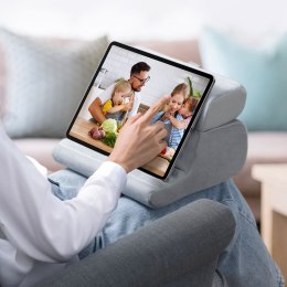 SKŁADANA PODSTAWKA NA TABLET TELEFON WELUROWA SZARY