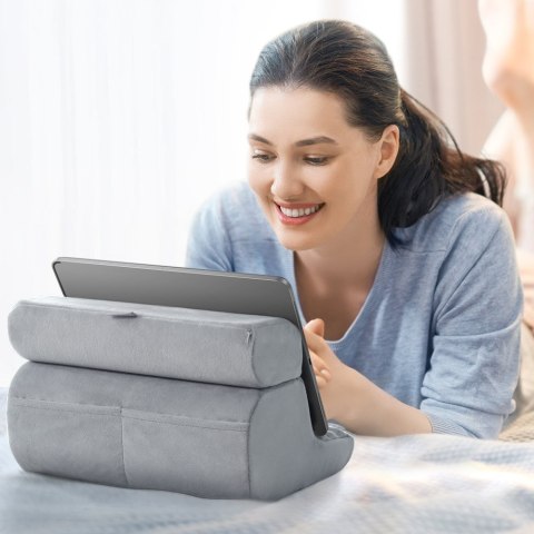 SKŁADANA PODSTAWKA NA TABLET TELEFON WELUROWA SZARY SKŁADANA PODSTAWKA NA TABLET TELEFON WELUROWA SZARY