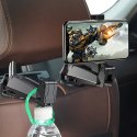 WIESZAK SAMOCHODOWY UCHWYT NA TELEFON 4.0''-6.5'' NA ZAGŁÓWEK CZARNY