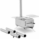 PIEC NAMIOTOWY TURYSTYCZNY PRZENOŚNY DO OGRZEWANIA I GOTOWANIA KOMORA 460 X 280 X 231 MM - SREBRNY