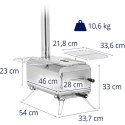 PIEC NAMIOTOWY TURYSTYCZNY PRZENOŚNY DO OGRZEWANIA I GOTOWANIA KOMORA 460 X 280 X 231 MM - SREBRNY
