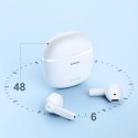 SŁUCHAWKI TWS BEZPRZEWODOWE ENC WODOODPORNE IPX4 BLUETOOTH 5.3 BIAŁY