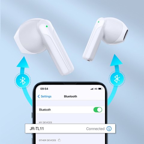 SŁUCHAWKI TWS BEZPRZEWODOWE ENC WODOODPORNE IPX4 BLUETOOTH 5.3 BIAŁY SŁUCHAWKI TWS BEZPRZEWODOWE ENC WODOODPORNE IPX4 BLUETOOTH 5.3 BIAŁY