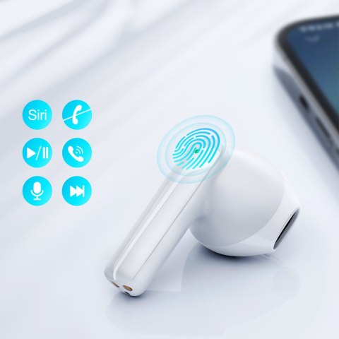 SŁUCHAWKI TWS BEZPRZEWODOWE ENC WODOODPORNE IPX4 BLUETOOTH 5.3 BIAŁY SŁUCHAWKI TWS BEZPRZEWODOWE ENC WODOODPORNE IPX4 BLUETOOTH 5.3 BIAŁY