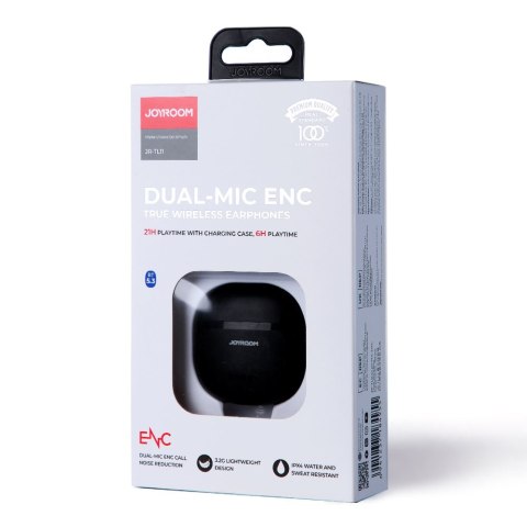 SŁUCHAWKI TWS BEZPRZEWODOWE ENC WODOODPORNE IPX4 BLUETOOTH 5.3 CZARNY SŁUCHAWKI TWS BEZPRZEWODOWE ENC WODOODPORNE IPX4 BLUETOOTH 5.3 CZARNY