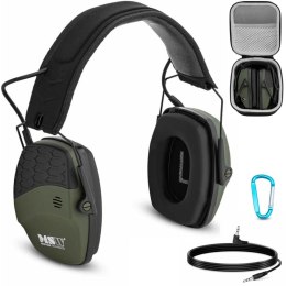 SŁUCHAWKI OCHRONNE WYGŁUSZAJĄCE ZAGŁUSZKI AKTYWNE STRZELECKIE AUX BLUETOOTH - ZIELONE