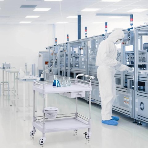 WÓZEK LABORATORYJNY ZABIEGOWY KOSMETYCZNY 2 PÓŁKI 1 SZUFLADA 82 X 52 X 91 CM 20 KG WÓZEK LABORATORYJNY ZABIEGOWY KOSMETYCZNY 2 PÓŁKI 1 SZUFLADA 82 X 52 X 91 CM 20 KG