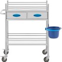 WÓZEK LABORATORYJNY ZABIEGOWY KOSMETYCZNY STAL 2 PÓŁKI 2 SZUFLADY 72 X 43 X 86 CM 40 KG
