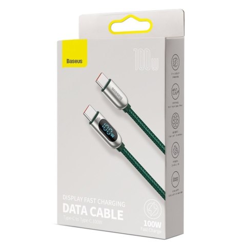 KABEL USB-C 100W 5A POWER DELIVERY Z WYŚWIETLACZEM MIERNIKIEM MOCY 2M ZIELONY KABEL USB-C 100W 5A POWER DELIVERY Z WYŚWIETLACZEM MIERNIKIEM MOCY 2M ZIELONY