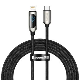 KABEL DO SZYBKIEGO ŁADOWANIA USB-C IPHONE LIGHTNING 20W Z WYŚWIETLACZEM MIERNIKIEM MOCY 2M CZARNY