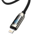 KABEL DO SZYBKIEGO ŁADOWANIA USB-C IPHONE LIGHTNING 20W Z WYŚWIETLACZEM MIERNIKIEM MOCY 2M CZARNY