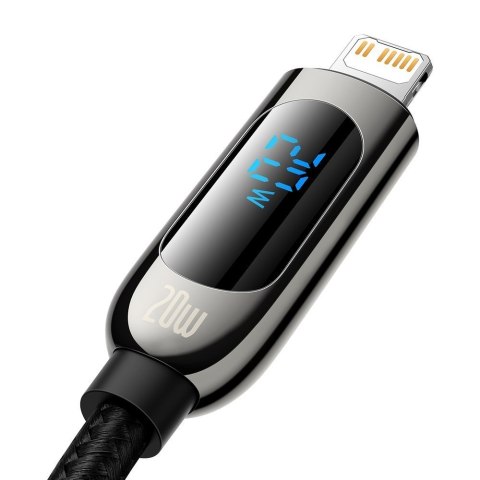 KABEL DO SZYBKIEGO ŁADOWANIA USB-C IPHONE LIGHTNING 20W Z WYŚWIETLACZEM MIERNIKIEM MOCY 2M CZARNY KABEL DO SZYBKIEGO ŁADOWANIA USB-C IPHONE LIGHTNING 20W Z WYŚWIETLACZEM MIERNIKIEM MOCY 2M CZARNY