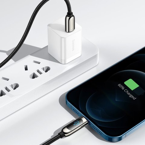 KABEL DO SZYBKIEGO ŁADOWANIA USB-C IPHONE LIGHTNING 20W Z WYŚWIETLACZEM MIERNIKIEM MOCY 2M CZARNY KABEL DO SZYBKIEGO ŁADOWANIA USB-C IPHONE LIGHTNING 20W Z WYŚWIETLACZEM MIERNIKIEM MOCY 2M CZARNY