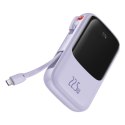 QPOW POWERBANK 10000MAH WBUDOWANY KABEL USB TYPU C 22.5W QUICK CHARGE FIOLETOWY