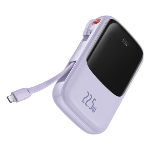 QPOW POWERBANK 10000MAH WBUDOWANY KABEL USB TYPU C 22.5W QUICK CHARGE FIOLETOWY QPOW POWERBANK 10000MAH WBUDOWANY KABEL USB TYPU C 22.5W QUICK CHARGE FIOLETOWY