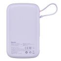 QPOW POWERBANK 10000MAH WBUDOWANY KABEL USB TYPU C 22.5W QUICK CHARGE FIOLETOWY