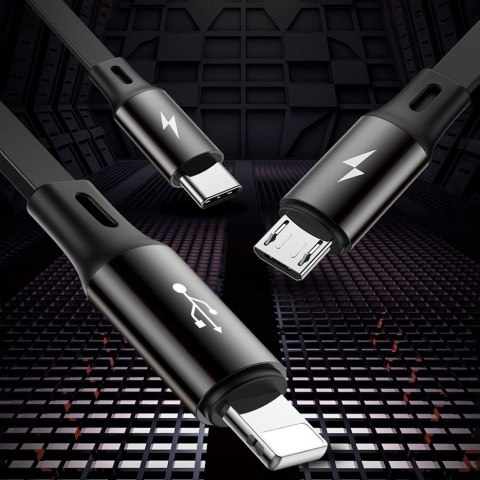 ROZWIJANY KABEL PRZEWÓD 3W1 USB MICROUSB IPHONE LIGHTNING USB-C 3.5A 35CM 120CM CZARNY ROZWIJANY KABEL PRZEWÓD 3W1 USB MICROUSB IPHONE LIGHTNING USB-C 3.5A 35CM 120CM CZARNY