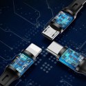 ROZWIJANY KABEL PRZEWÓD 3W1 USB MICROUSB IPHONE LIGHTNING USB-C 3.5A 35CM 120CM CZARNY