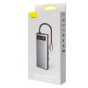 WIELOFUNKCYJNY HUB 9W1 USB-C 3XUSB 3.2 PD VGA FULL HD HDMI 4K CZYTNIK KART TF I SD RJ45 SZARY