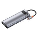 WIELOFUNKCYJNY HUB 9W1 USB-C 3XUSB 3.2 PD VGA FULL HD HDMI 4K CZYTNIK KART TF I SD RJ45 SZARY