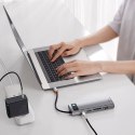 WIELOFUNKCYJNY HUB 9W1 USB-C 3XUSB 3.2 PD VGA FULL HD HDMI 4K CZYTNIK KART TF I SD RJ45 SZARY