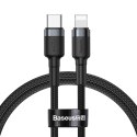 WYTRZYMAŁY NYLONOWY KABEL PRZEWÓD USB-C PD IPHONE LIGHTNING 18W QC3.0 1M CZARNY-SZARY