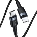 WYTRZYMAŁY NYLONOWY KABEL PRZEWÓD USB-C PD IPHONE LIGHTNING 18W QC3.0 1M CZARNY-SZARY
