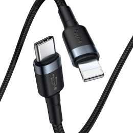 WYTRZYMAŁY NYLONOWY KABEL PRZEWÓD USB-C PD IPHONE LIGHTNING 18W QC3.0 1M CZARNY-SZARY