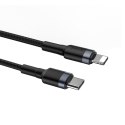 WYTRZYMAŁY NYLONOWY KABEL PRZEWÓD USB-C PD IPHONE LIGHTNING 18W QC3.0 1M CZARNY-SZARY