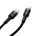 WYTRZYMAŁY NYLONOWY KABEL PRZEWÓD USB-C PD IPHONE LIGHTNING 18W QC3.0 1M CZARNY-SZARY