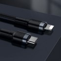 WYTRZYMAŁY NYLONOWY KABEL PRZEWÓD USB-C PD IPHONE LIGHTNING 18W QC3.0 1M CZARNY-SZARY