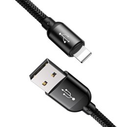 WYTRZYMAŁY PRZEWÓD KABEL 3W1 USB MICROUSB IPHONE LIGHTNING USB-C 3.5A 1.2M CZARNY