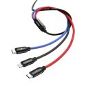 WYTRZYMAŁY PRZEWÓD KABEL 3W1 USB MICROUSB IPHONE LIGHTNING USB-C 3.5A 1.2M CZARNY