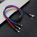 WYTRZYMAŁY PRZEWÓD KABEL 3W1 USB MICROUSB IPHONE LIGHTNING USB-C 3.5A 1.2M CZARNY