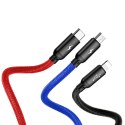 WYTRZYMAŁY PRZEWÓD KABEL 3W1 USB MICROUSB IPHONE LIGHTNING USB-C 3.5A 1.2M CZARNY