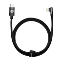 KĄTOWY KABEL PRZEWÓD POWER DELIVERY Z BOCZNYM WTYKIEM USB-C IPHONE LIGHTNING 1M 20W CZARNY